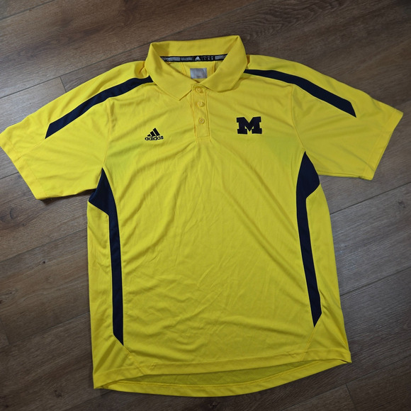 adidas Other - Adidas Golf Michigan Wolverines Polo Mens L Yellow Climalite NCAA Preppy